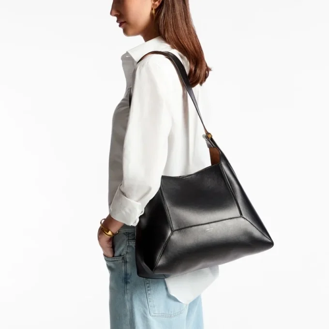 Bolso de hombro Diamond Hobo mediano de piel negra
