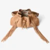 Bolso de hombro mediano Cinch de ante color toffee con flecos Bolso de hombro mediano Cinch de ante color toffee con flecos