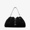 Bolso de hombro mediano Cinch de lana tejida en negro Bolso de hombro mediano Cinch de lana tejida en negro