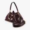 Bolso de hombro mediano Cinch de piel con relieve de cocodrilo Sambuco Bolso de hombro mediano Cinch de piel con relieve de cocodrilo Sambuco