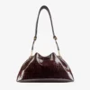 Bolso de hombro mediano Cinch de piel con relieve de cocodrilo Sambuco Bolso de hombro mediano Cinch de piel con relieve de cocodrilo Sambuco