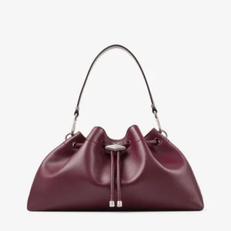 Bolso de hombro mediano Cinch de piel granate
