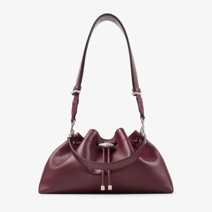 Bolso de hombro mediano Cinch de piel granate Bolso de hombro mediano Cinch de piel granate