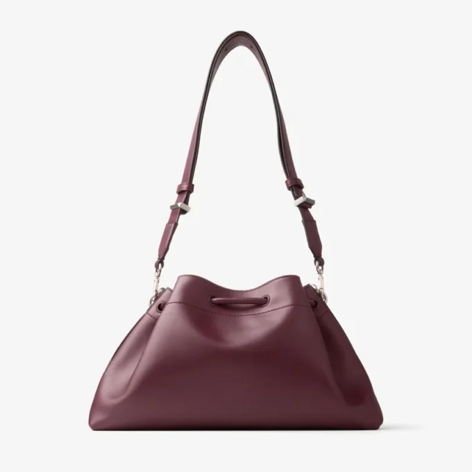 Bolso de hombro mediano Cinch de piel granate Bolso de hombro mediano Cinch de piel granate