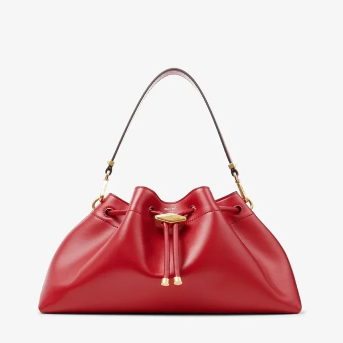 Bolso de hombro mediano Cinch de piel rojo rubí Bolso de hombro mediano Cinch de piel rojo rubí