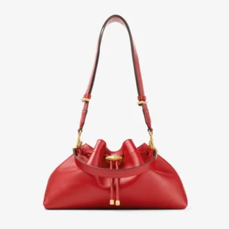 Bolso de hombro mediano Cinch de piel rojo rubí