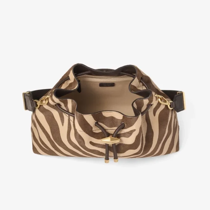 Bolso de hombro mediano Cinch de potro con estampado de cebra natural Bolso de hombro mediano Cinch de potro con estampado de cebra natural