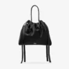 Bolso de hombro mini de satén negro con cordón y asa superior