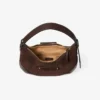 Bolso de hombro pequeño Bar Hobo de ante color chocolate con ribete de cuero Biker Bolso de hombro pequeño Bar Hobo de ante color chocolate con ribete de cuero Biker