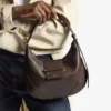 Bolso de hombro pequeño Bar Hobo de piel Biker color chocolate Bolso de hombro pequeño Bar Hobo de piel Biker color chocolate