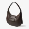Bolso de hombro pequeño Bar Hobo de piel Biker color chocolate Bolso de hombro pequeño Bar Hobo de piel Biker color chocolate