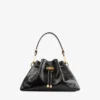 Bolso de hombro pequeño Cinch de piel Biker negra suave y brillante