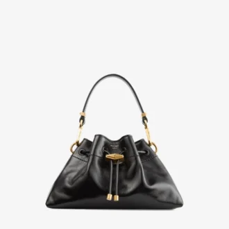 Bolso de hombro pequeño Cinch de piel Biker negra suave y brillante