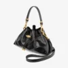 Bolso de hombro pequeño Cinch de piel Biker negra suave y brillante