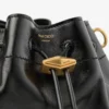 Bolso de hombro pequeño Cinch de piel Biker negra suave y brillante