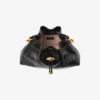 Bolso de hombro pequeño Cinch de piel Biker negra suave y brillante