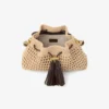 Bolso de hombro pequeño Cinch de rafia de ganchillo en color natural y chocolate con correa trenzada Bolso de hombro pequeño Cinch de rafia de ganchillo en color natural y chocolate con correa trenzada