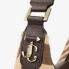 Bolso de hombro pequeño tipo hobo con barra, de piel de potro con estampado de cebra natural