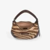 Bolso de hombro pequeño tipo hobo con barra, de piel de potro con estampado de cebra natural
