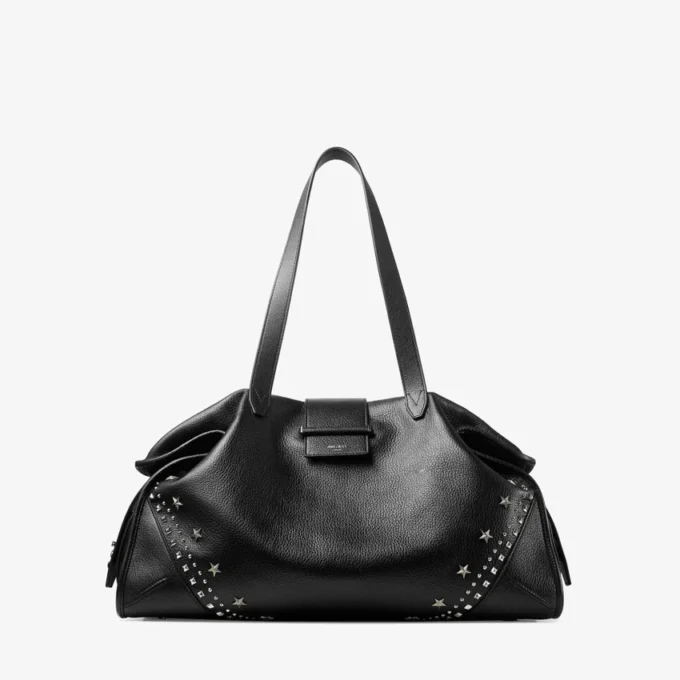 Bolso de mano Bar Holdall grande negro de piel de becerro de grano suave con estrellas texturizadas Bolso de mano Bar Holdall grande negro de piel de becerro de grano suave con estrellas texturizadas