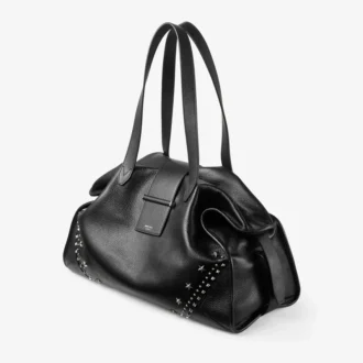 Bolso de mano Bar Holdall grande negro de piel de becerro de grano suave con estrellas texturizadas