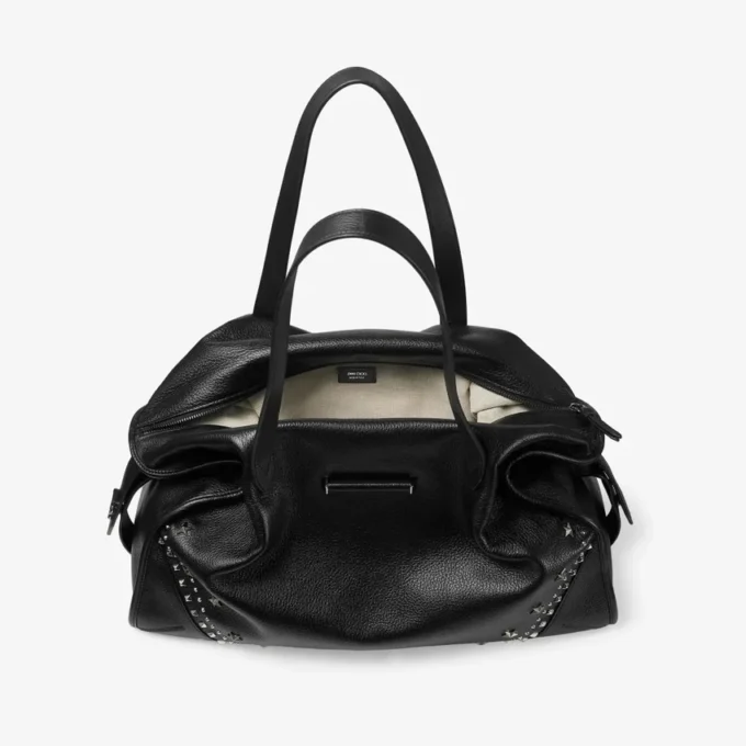 Bolso de mano Bar Holdall grande negro de piel de becerro de grano suave con estrellas texturizadas Bolso de mano Bar Holdall grande negro de piel de becerro de grano suave con estrellas texturizadas