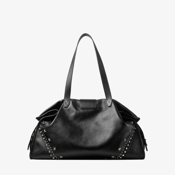 Bolso de mano Bar Holdall grande negro de piel de becerro de grano suave con estrellas texturizadas Bolso de mano Bar Holdall grande negro de piel de becerro de grano suave con estrellas texturizadas