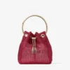 Bolso de mano Bon Bon de malla de cristal y satén rojo Bolso de mano Bon Bon de malla de cristal y satén rojo