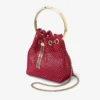Bolso de mano Bon Bon de malla de cristal y satén rojo Bolso de mano Bon Bon de malla de cristal y satén rojo