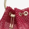 Bolso de mano Bon Bon de malla de cristal y satén rojo Bolso de mano Bon Bon de malla de cristal y satén rojo