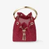 Bolso de mano Bon Bon de malla de cristal y satén rojo Bolso de mano Bon Bon de malla de cristal y satén rojo