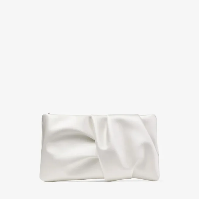Bolso de mano Bonny Clutch en satén marfil Bolso de mano Bonny Clutch en satén marfil
