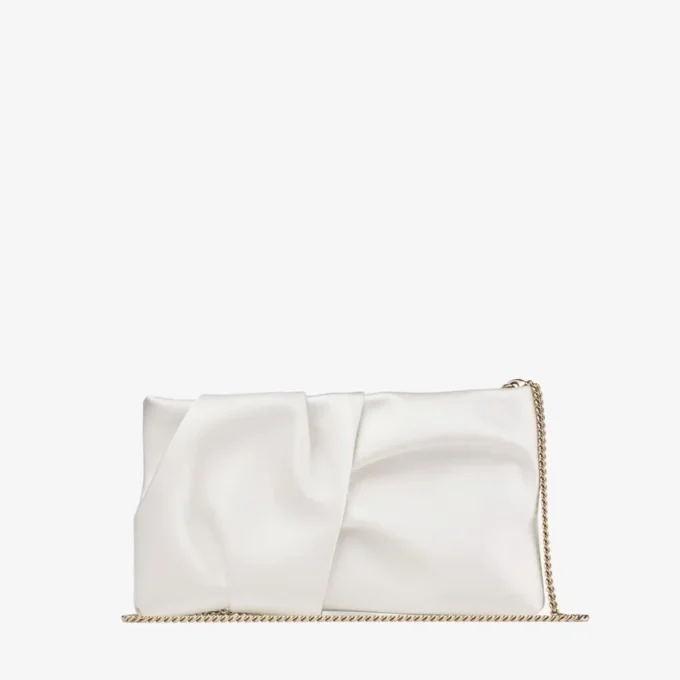 Bolso de mano Bonny Clutch en satén marfil Bolso de mano Bonny Clutch en satén marfil
