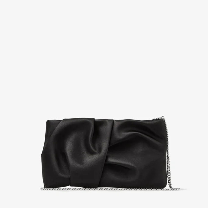 Bolso de mano Bonny de satén negro Bolso de mano Bonny de satén negro