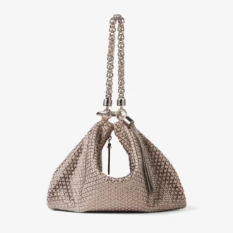 Bolso de mano Callie de ante rosa ballet con motivo de diamantes y cristales Hotfix