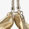 Bolso de mano Callie de piel metalizada dorada con correa de cadena Bolso de mano Callie de piel metalizada dorada con correa de cadena
