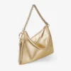 Bolso de mano Callie de piel metalizada dorada con correa de cadena Bolso de mano Callie de piel metalizada dorada con correa de cadena