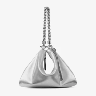 Bolso de mano Callie de piel metalizada plateada
