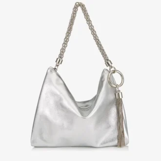 Bolso de mano Callie de piel metalizada plateada