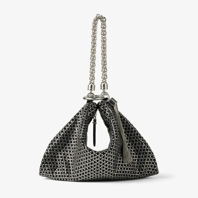 Bolso de mano Callie en ante con motivo de diamantes y cristales Hotfix en negro
