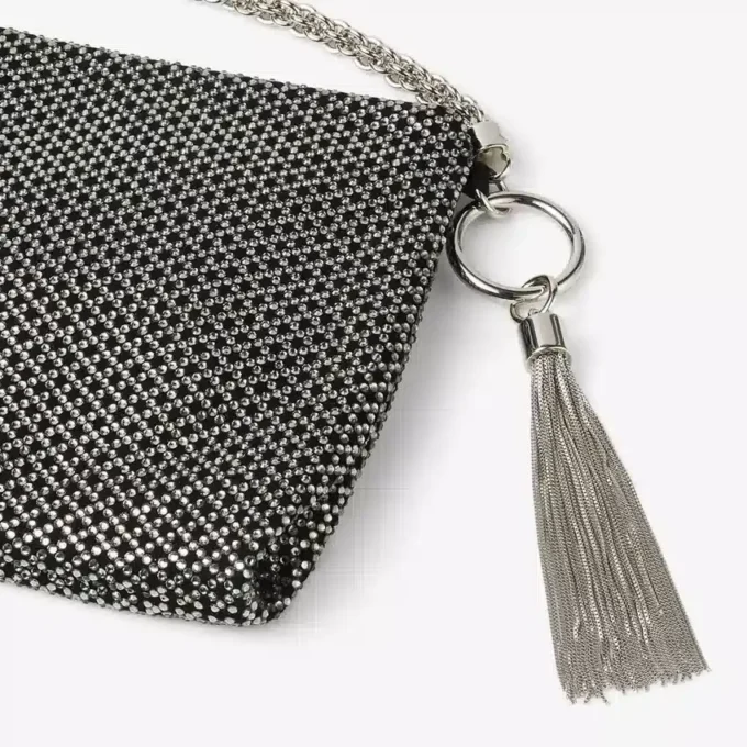 Bolso de mano Callie en ante con motivo de diamantes y cristales Hotfix en negro