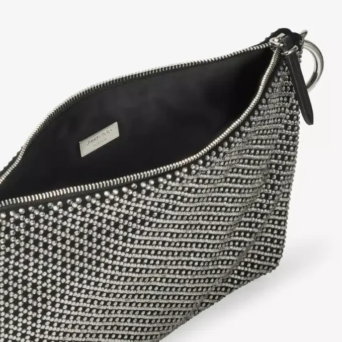 Bolso de mano Callie en ante con motivo de diamantes y cristales Hotfix en negro
