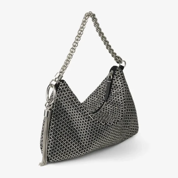 Bolso de mano Callie en ante con motivo de diamantes y cristales Hotfix en negro