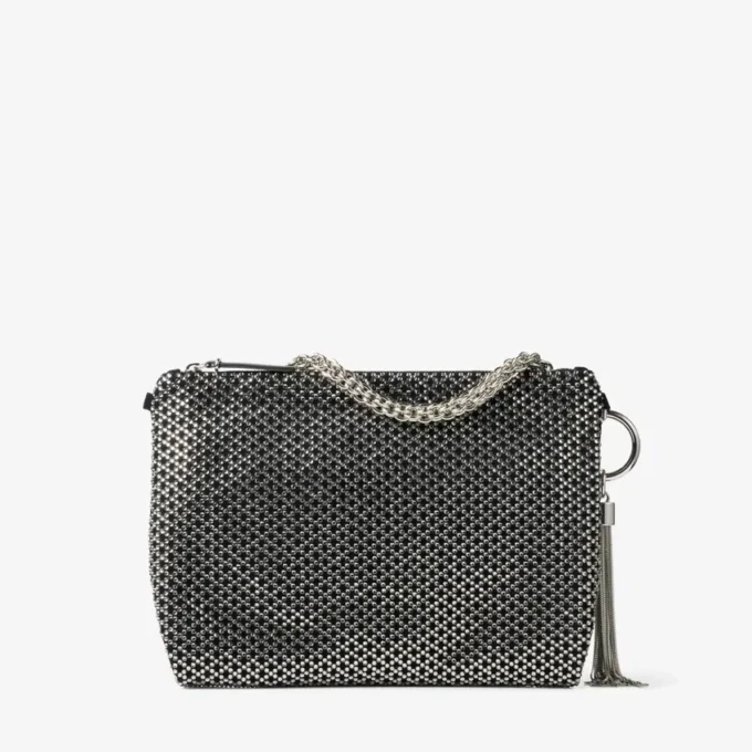 Bolso de mano Callie en ante con motivo de diamantes y cristales Hotfix en negro