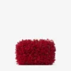 Bolso de mano Cloud de satén rojo rubí con bordado de pétalos Bolso de mano Cloud de satén rojo rubí con bordado de pétalos