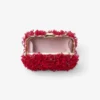 Bolso de mano Cloud de satén rojo rubí con bordado de pétalos Bolso de mano Cloud de satén rojo rubí con bordado de pétalos