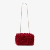 Bolso de mano Cloud de satén rojo rubí con bordado de pétalos Bolso de mano Cloud de satén rojo rubí con bordado de pétalos