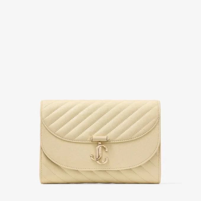 Bolso de mano Curve Bolso de mano de cuero Biker acolchado en color Buttermilk