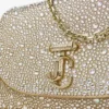 Bolso de mano Curve de ante dorado brillante con cristales Hotfix Bolso de mano Curve de ante dorado brillante con cristales Hotfix