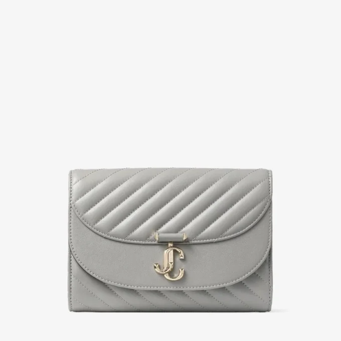 Bolso de mano Curve de piel Biker acolchada en color paloma